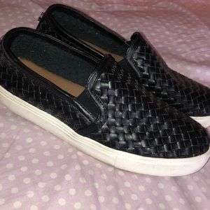 Steve Madden black slip ons- size 8
